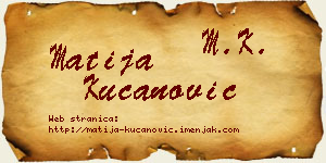 Matija Kucanović vizit kartica